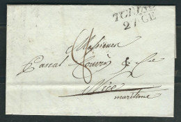 ITALIE 1823 Marque Postale Taxée De Turin Pour Nice - 1. ...-1850 Prefilatelia