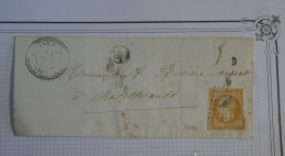 BQ9  FRANCE BELLE LETTRE 1857 LOGNES  POUR CHATELRAULT + CACHET PERLE ET O. RURALE +NAPOLEON N°13 + AFFRAN. INTERESSANT - 1853-1860 Napoléon III.