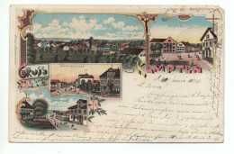 LITHO Gruss Aus KEMPTEN (Wetzikon) Dorfstrasse Gel. 1899 Ambulant - Dorf