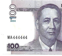 PHILIPPINES  SOLID  Number  MA444444  Sur MACAPAGAL   100 Piso   NEUF - Philippines
