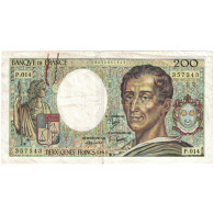 France, 200 Francs, Montesquieu, 1983, P.014, TB, Fayette:70.03, KM:155a - 200 F 1981-1994 ''Montesquieu''