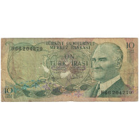 Billet, Turquie, 10 Lira, L.1970, L.1970, KM:180, B - Turquie