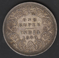 British India 1880 C Rev 1 C Incuse Silver Rupee VF-EF Coin Toned Rare Year And Type - Sonstige – Asien