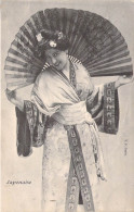 FANTAISIE - Femme - Japonaise - Eventail - Robe - Carte Postale Ancienne - Mujeres