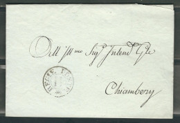 ITALIE 1821 Marque Postale Franchise Turin Pour Chambery - 1. ...-1850 Prefilatelia