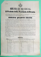 Prefetto Provincia Brescia - Manifesto Ordine Sulla Leva Classe 1855 - Anno 1875 - Documents
