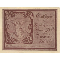 Billet, Autriche, Haag, 20 Heller, Personnage 1920-12-31, SUP, Mehl:FS 318VIb - Autriche