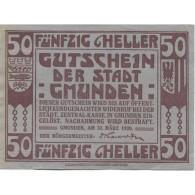 Billet, Autriche, Gmunden, 50 Heller, Mer, 1920, 1920-03-31, SUP, Mehl:FS 240IIa - Autriche