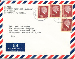 Turkey Air Mail Cover Sent To USA 20-11-1974 (one Ot The Stamps Is Damaged) - Corréo Aéreo