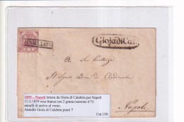 1859 NAPOLI LETTERA DA GIOIA DI CALABRIA PER NAPOLI CON 2 GRANA SASSONE N°5 - Neapel