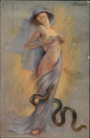 ILLUSTRATEURS - FEMMES - NUS - Femme Nue - Carte Illustrée Par S. Meunier - La Femme Et Le Serpent - Série 64, N° 1 - Meunier, S.