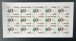 ULTRA RARE Epreuve De Luxe Proof 15 Pays Countries Länder 2015 Emission Commune Joint Issue CEDEAO ECOWAS 40 Ans Years - Benin - Dahomey (1960-...)