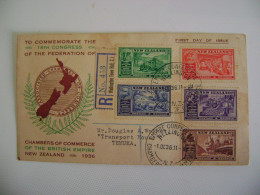 NEW ZEALAND - FDC ENVELOPE SENT FROM WELLINGTON TO TEMUKA CHAMBERS OF COMMERCE IN 1936 IN THE STATE - Storia Postale