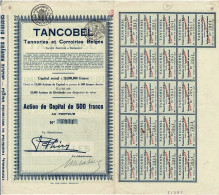 - Titre De 1929 - Tancobel - Tanneries Et Corroiries Belges - - Textiles
