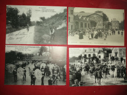 4 Carte Postale Louviers Chanson Sortie Des Ouvriers Funérailles Latouche Tréville Pont Aven Cavalier Bretons - Funerales