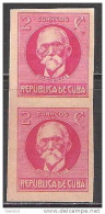 2497C - C U B A - 1926 - EDIFIL # : 215As - MNH - VERTICAL PAIR IMPERFORATE- PATRIOTAS CUBANOS-  MAXIMO GOMEZ - Ungebraucht