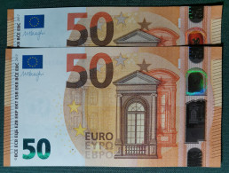 50 EURO SPAIN 2017 DRAGHI V017G2 VB CORRELATIVE COUPLE RADAR 2 SC FDS UNCIRCULATED  PERFECT - 50 Euro