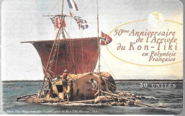 CARTE-PUCE-POLYNESIE-30U-PF60-97/08-GEMA-KON-TIKI-50éAnniversaire-UTILISE-TBE- - Polynésie Française