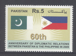 PAKISTAN, 2009, MNH,FLAGS, DIPLOMATIC RELATIONS BETWEEN PAKISTAN AND THE PHILIPPINES, 1v - Timbres