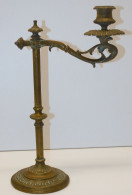 -JOLI BOUGEOIR Déporté BRONZE NAPOLEON III XIXe Pied Frise Grecque    E - Chandeliers, Candelabras & Candleholders