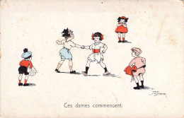 HUMOUR - Ces Dames Commencent - Serrage De Mains - Femmes - Sport - Carte Postale Ancienne - Humor