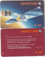 Sri Lanka (Ceylon) - LK-MET-0004A, Metrocard, Satellite & Globe - Rs.300, With CN, Used - Sri Lanka (Ceylon)