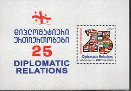 GEORGIA, 2017, MNH, DIPLOMATIC RELATIONS, FLAGS, S/SHEET - Timbres