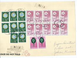 BIG CUT OF LETTER New York Stamps :1976 U.N.Human Settlements ,Peace-keeping Operations,1973 "Stop Drug Abuse" Campaign - Briefe U. Dokumente