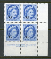 -Canada-1955- "Queen Elisabeth II"  MNH **  Overprinted 'G' - Aufdrucksausgaben