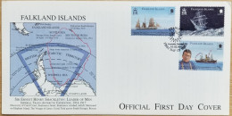 Ernest Shackleton, Trans  Antarctic Explorer, Expeditions, Ship, Map, Voyage, Voyager, Polar Expedition Falkland FDC - Explorateurs & Célébrités Polaires