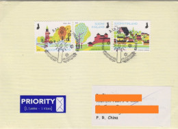 Finland Air Mail Cover To China — 2017 City Parks Stamps 3v - Lettres & Documents