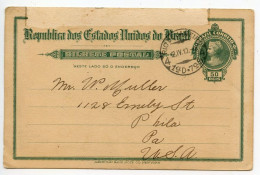 Brazil 1910 50r. Liberty Postal Card; Rio De Janeiro To Philadelphia, Pennsylvania, United States - Entiers Postaux