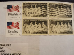 USA MOUNTAIN Memorial Block Of Four Stamps On Cover Freedom Equality - Storia Postale