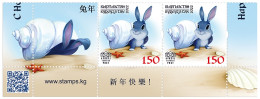 Kyrgyzstan 2023 Year Of The Rabbit Strip With Label Mint - Conejos