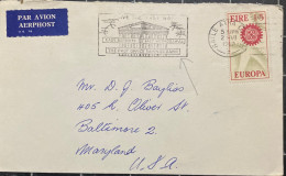 IRELAND 1967, COVER USED TO USA,BAILE ATHA CITY CANCEL, BUILDING PICTURE, EUROPA STAMP. - Briefe U. Dokumente