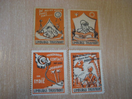 NETHERLANDS INDIA 4 Poster Stamp SOLDIERS Suport 1946/50 Limburg Thuisfront Vignette Souvenir Inde Militar Help Remember - Vignettes De Fantaisie