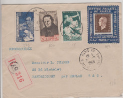 Enveloppe Avec Porte-timbre Imprimé Office Philatél. De Paris Sur LR Paris Pour Hardricourt 23/10/1949 - Gebraucht