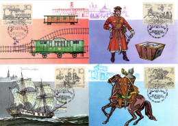 RUSSIE / CARTES MAXIMUM DE LA SERIE N°5433 à 5437 HISTOIRE DE LA POSTE RUSSE - Maximum Cards