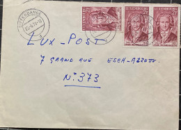 LUXEMBOURG-1978 COVER USED, JOHANN VON GOETHE, POET, MULTI 3 STAMP, DIFFERDANGE TOWN CANCEL. - 1926-39 Charlotte Rechterzijde