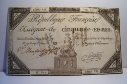 ASSIGNAT  DE   CINQUANTE  LIVRES  - N° 619 - SERIE 228  - ( Certifié Faux Déjà à L'époque ) - Assegnati