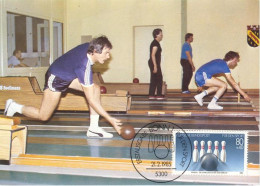 517  Jeu De Quilles: Carte Maximum 1er Jour D'Allemagne, 1985 -  Bowling Maximum Card From Germany. FDCancel - Bocce