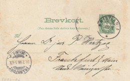 Norvège Entier Postal Christiania Pour L'Allemagne 1898 - Interi Postali