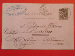 BQ10  FRANCE BELLE CARTE ENTIER  SAGE  1891  REIMS A BALAN   + AFFRANCH.INTERESSANT+++ - Altri & Non Classificati