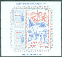 ST-PIERRE-ET-MIQUELON - BF N°3** MNH LUXE SCAN DU VERSO. Bicentenaire De La Révolution Française."Philexfrance'89". - Blocs-feuillets