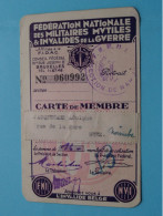 Carte De MEMBRE Fed. Nat. Des Militaires MUTILES & INVALIDES De La GUERRE ( VOIR Scans ) Sect Namur 1942 ! - Documenten