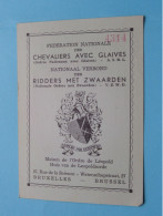 Fed. Nat. Des CHEVALIERS Avec GLAIVES - RIDDERS Met ZWAARDEN Nat. Verbond ( Zie / Voir Scans ) 1952 ! - Tarjetas De Membresía