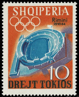 ALBANIA 1964 Mi 838 TOKYO OLYMPIC RIMINI PHILATELIC EXHIBITION OVERPRINTED MINT STAMP ** - Esposizioni Filateliche