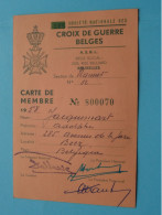 Soc. Nat. Des CROIX DE GUERRE BELGES - BELGISCHE OORLOGSKRUISEN ( Zie / Voir Scans ) 1958 Lid/Membre Namur ! - Dokumente