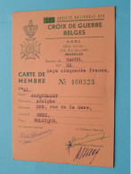 Soc. Nat. Des CROIX DE GUERRE BELGES - BELGISCHE OORLOGSKRUISEN ( Zie / Voir Scans ) 1961 Lid/Membre Namur ! - Dokumente