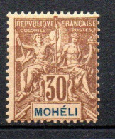 Col33  Colonie Mohéli N° 8 Neuf X MH  Cote : 23,00€ - Unused Stamps